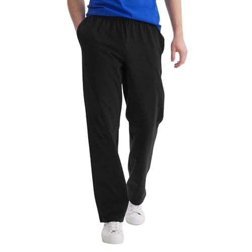 Hanes Small Essentials Sweatpants, Men’s Cotton Jersey Pants with Pockets, 33”, Black, X-Large