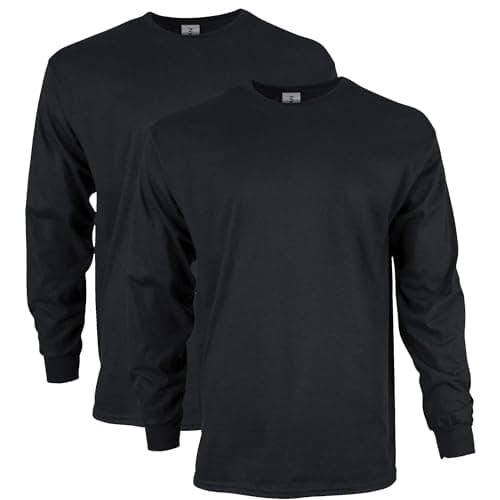 Gildan Men's Ultra Cotton Long Sleeve T-Shirt, Style G2400, Multipack, Black (2-Pack), X-Large