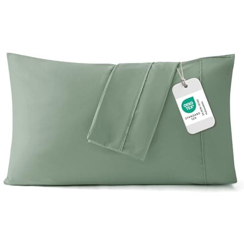 Bedsure Queen Pillow Cases Set of 2 - Sage Green Brushed Microfiber Pillowcase 2 Pack, Super Soft and Cozy Pillow Case Covers with Envelope Closure, Wrinkle, Fade and Stain Resistant, 20x30 Inches