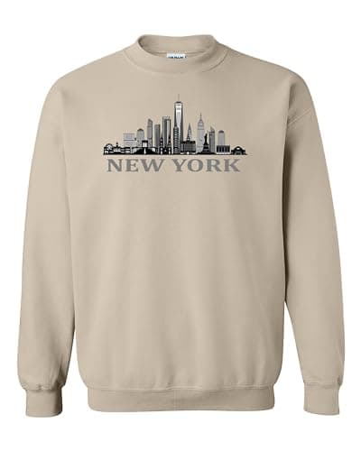 World and Space - New York Sweatshirt NYC Fleece Sweatshirt Graphic Sweatshirt Women Men Unisex (US, Alpha, X-Large, Regular, Regular, Sand)
