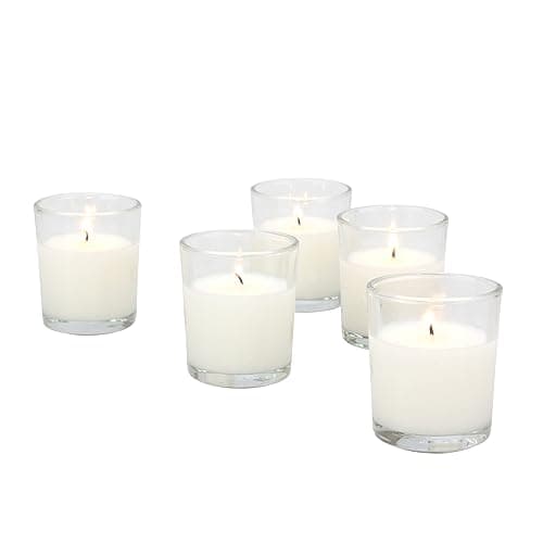 Stonebriar 12 Hour Long Burning Unscented Wax Filled Votive Holders, 48 Pack, White