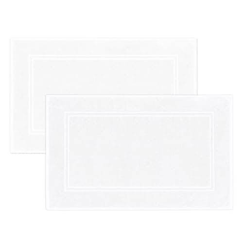 Tens Towels Pack of 2 Bath Mats 100% Cotton, 20 x 32 Inches, Super Absorbent, Hotel Quality Premium Floor Towels, Luxurious, Soft & Quick Dry, Not a Bathroom Rug, White