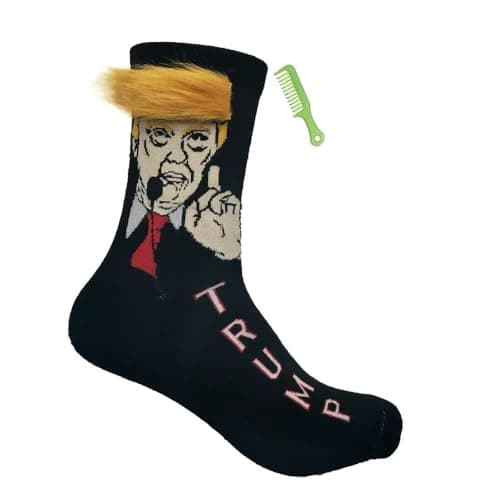 RXBB Trump 2026 Socks with Hair - Fun Gift for Men and Women President 2026 Socks with Small Comb