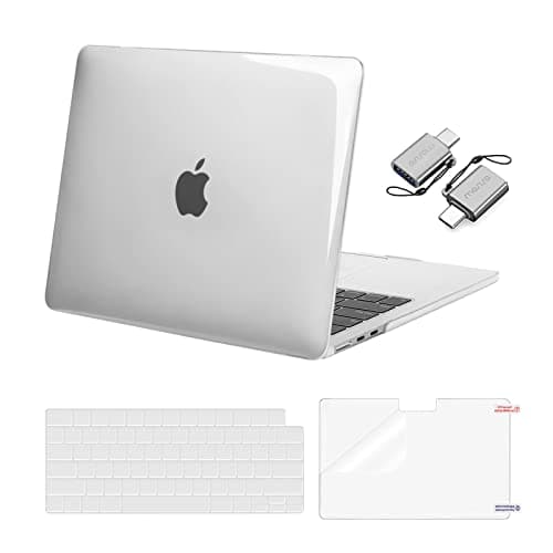 MOSISO Compatible with MacBook Air 13 inch Case 2025 2024 2023 2022 M4 A3240 M3 A3113 M2 A2681, Plastic Hard Shell&Keyboard Cover&Screen Film&Type C for MacBook Air 13.6 inch Case, Crystal Clear