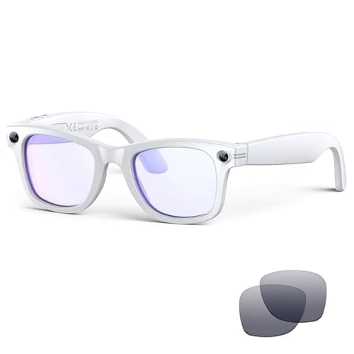 AI Smart Glasses for Men Women with Camera,8MP 2K HD Camera Glasses,AI Voice Control and Translation,Smart Anti-Blue Light Glasses with Bluetooth Call,IP67 Waterproof for Driving,Outdoor,+2 Lenses.