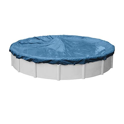 Robelle 24 ft Heavy Duty Blue Winter Pool Cover for Above Ground Pools, 4 ft Overlap (28 ft Cover Size), Solid 8 x 8 Scrim, 2.36 oz/yd2, 10-Year Warranty, Style: 3524-4