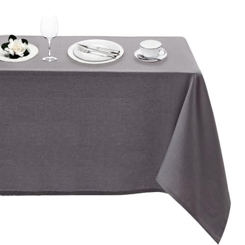 O2frepak Rectangle Tablecloth Linen Waterproof and Stain Resistant Table Cloth Wrinkle Free Decorative Fabric Farmhouse Table Cover for Dining,Party,Buffet and Wedding (52"x70",Grey)