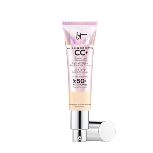 IT Cosmetics CC+ Cream Illumination (Light) - Radiant Full Coverage Foundation With SPF 50+, Color Corrector & Hydrating Anti-Aging Serum, Hydrolyzed Collagen + Peptides - 1.08 fl oz