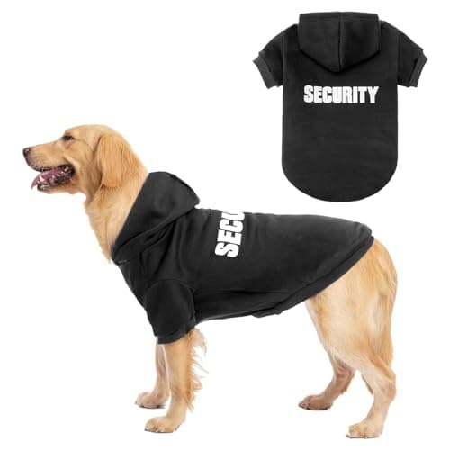 BINGPET Security Dog Hoodies Puppy Sweater Cold Weather Dog Coats Soft Brushed Fleece Pet Clothes Hooded Sweatshirt for Dog Cat X-Large (Chest Girth 34")