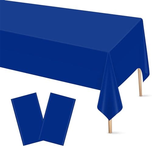 Mulbozy 2 Pcs Royal Blue Plastic Tablecloth for Rectangle Table, 54 × 108 inches Disposable Royal Blue Party Table Covers for Birthday, Anniversary, Wedding, Fine Dining, Graduation Party Decoration