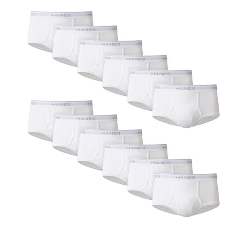 Hanes Men's Brief Underwear Pack, Cotton Briefs, Moisture-Wicking Underwear, Breathable, White, 6-Pack