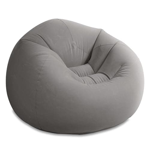 Intex 68579EP Beanless Bag Inflatable Lounge Chair: Corduroy Textured Flocking – Durable Vinyl – Folds Compactly – 220lb Weight Capacity – 45" x 45" x 28"