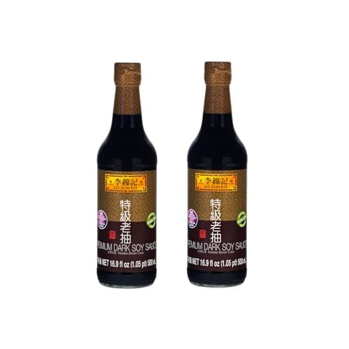 Lee Kum Kee Premium Dark Soy Sauce (16.9 oz - 2 Pack), Full-Bodied Naturally Brewed Soy Sauce, Non GMO Soybeans, Vegan, No MSG, Best for Adding Natural Colors to Stews, Gravies, Braised Dishes & Stir-Fried Noodles