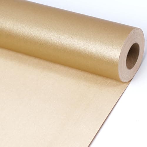 LaRibbons Gold Wrapping Paper, Mini Roll-17 Inch x 33 Feet, Christmas Gift Wrap Paper Rolls, Perfect for Holiday, Wedding, Valentine's Day, Birthday Presents