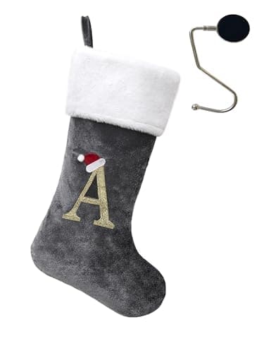 infleesh 20 Inches Monogrammed Christmas Stockings with Letters,Super Soft Christmas Stockings Large Monogram Stockings Red Letter Stockings for Christmas Holiday Xmas Gift…