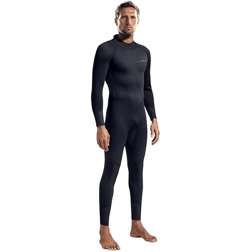 Dark Lightning Full Body Wetsuits for Men,Wet Suit for Cold Water Swimming, Mens Diving Surfing Snorkeling Kayaking Triathlon Wetsuit, Black,3/2mm, Large