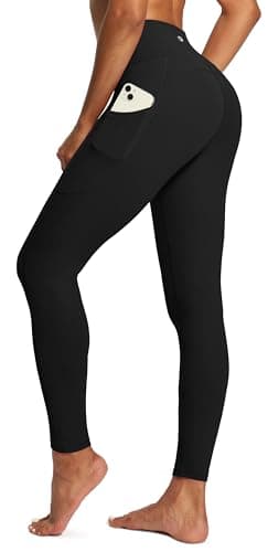 IUGA High Waist Yoga Pants with Pockets, Leggings for Women Tummy Control, Workout Leggings for Women 4 Way Stretch Black