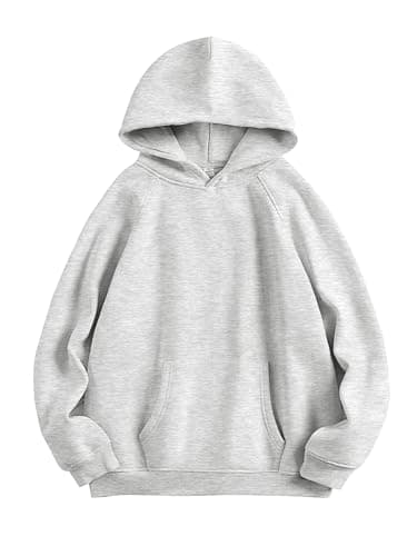 ANRABESS Women Hoodies Oversized Fleece Long Sleeve Comfy Casual Basic Pullover Sweatshirts 2025 Fall Outfits Y2K Clothes Grey Medium