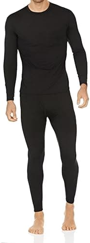 Thermajohn Long Johns Thermal Underwear for Men Fleece Lined Base Layer Set for Cold Weather (Medium, Black)