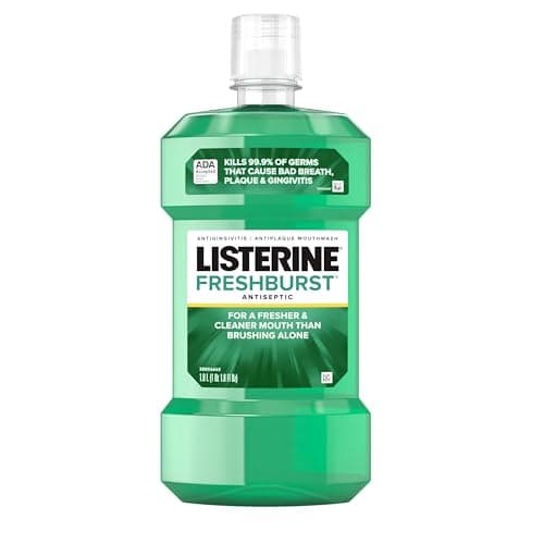 Listerine Freshburst Antiseptic Mouthwash for Bad Breath, Kills 99% of Germs That Cause Bad Breath & Fight Plaque & Gingivitis, ADA Accepted Mouthwash, Spearmint, 1 L