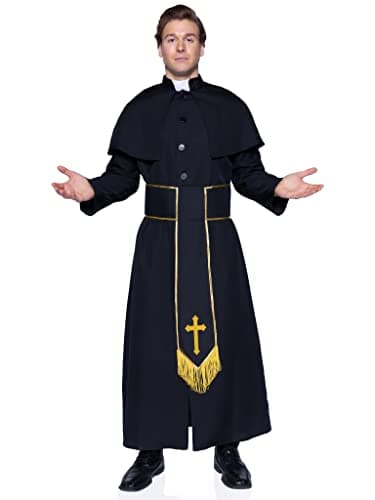 Leg Avenue Men's M/L 2 Piece Priest, Black, Medium-Large