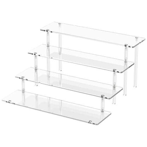 4 Tier Acrylic Display Risers, Clear Perfume Organizer Stand, Large Cupcake Stand Holder, Dessert Display for Party, Display Shelf for Figure and Collection, Riser Stand for Decoration and Organizer