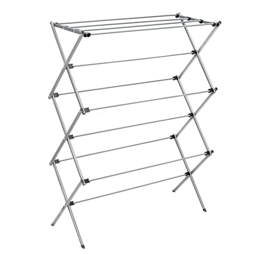 Honey-Can-Do Collapsible Laundry Drying Rack, Sturdy Steel, Foldable & Portable Clothes Drying Rack, Space-Saving Design, Indoor & Outdoor Drying, Ideal for Laundry Room 50lb Capacity, Silver
