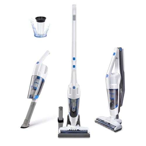 Vacmaster VSD1801 Cordless Handheld & Stick Vacuum Cleaner 2 in 1, Rechargeable Li-ion Battery Powerful Lightweight for Hardwood Floor, Carpet and Pet Hair White