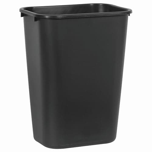 Rubbermaid Commercial Wastebasket Trash Container, 41QT/10.25 GAL, Plastic, Black, Stackable Trash Can for Bedroom/Bathroom/Office, Fits Under Desk/Sink/Cabinet