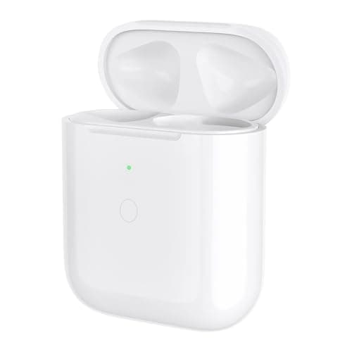 JKV Wireless Charging Case Replacement for AirPod Case Compatible with Air Pods 1 2, Only Air Pod Wireless Charger with Bluetooth Pairing Sync Button, No Earbuds