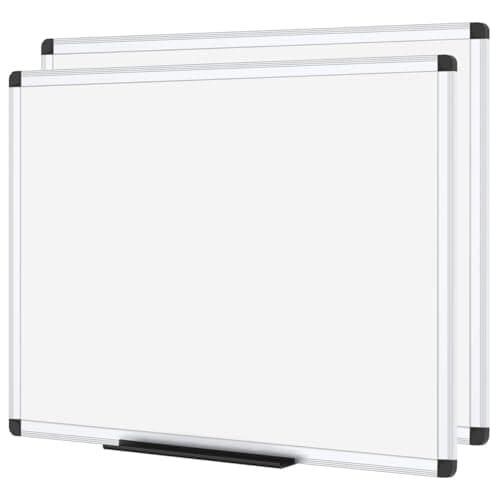 VIZ-PRO Magnetic Dry Erase Board, 36 X 24 Inches, Pack of 2, Silver Aluminium Frame