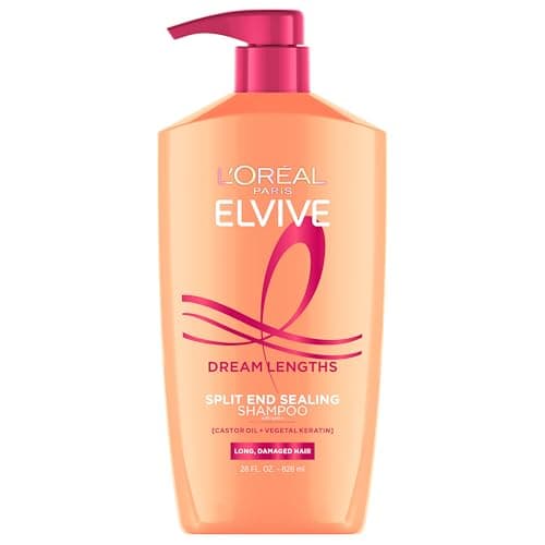 L'Oreal Paris Elvive Dream Lengths Restoring Shampoo With Fine Castor Oil and Vitamins B3 and B5 for Long, Damaged Hair, Visibly Repairs Damage Without Weighdown With System, 28 Fl Ounce