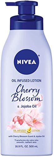 NIVEA Oil Infused Cherry Blossom and Jojoba Oil Body Lotion, Non-Greasy Cherry Blossom Scented Lotion Moisturizes for 24+ Hours, 16.9 Fl Oz Pump Bottle