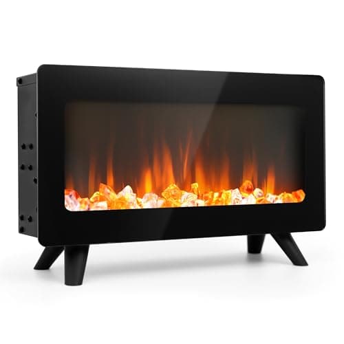 16" Freestanding Electric Fireplace Heater - Fire Places Electric Fireplace Stove with Realistic LED 3D Flames, Infrared Heater Indoor, Small Space Heater, 1500W, Overheating Protection