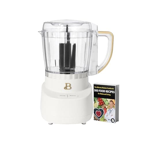 Beautiful by Drew Barrymore 3-Cup Food Chopper, White Icing, 250 Watts, BPA-Free Plastic Bowl with Stainless Steel Blade, 4.72 x 6.22 x 8.27 inches, 2 Pounds, 2 Speed Settings