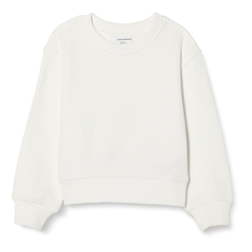 Amazon Essentials Boys' Regular Fit Crew Neck Sweatshirt, White, Medium