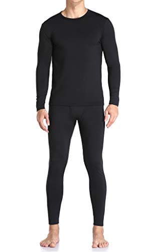 WEERTI Thermal Underwear for Men Long Johns with Fleece Lined, Base Layer Men Cold Weather Top Bottom Black