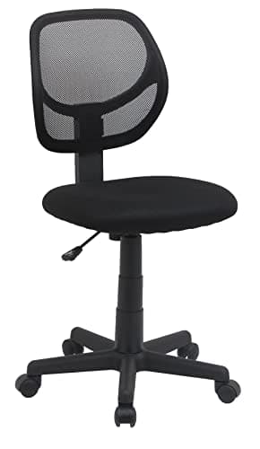 Amazon Basics Office Computer Task Desk Chair, Low-Back, Pneumatic Seat, Breathable Mesh, Adjustable, Swivel, BIFMA Certified, 21.25" D x 22.5" W x 38" H, 270 Pound Capacity, Black Nylon