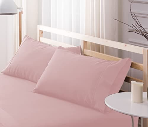 Pillowcases Queen Pink Set of 2 Envelope Closure End Easy Fit for All Season Warm Soft and Breathable Material Machine Washable