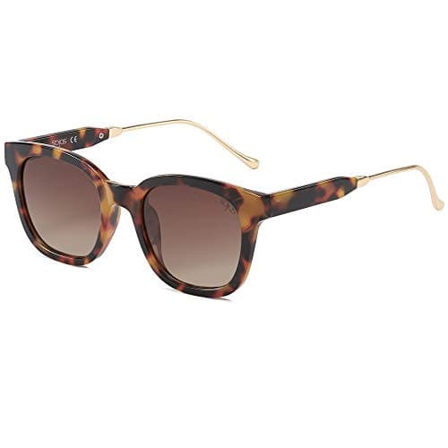 SOJOS Classic Square Polarized Sunglasses Womens Mens Retro Trendy UV400 Sunnies SJ2050, Amber Tortoise/Brown