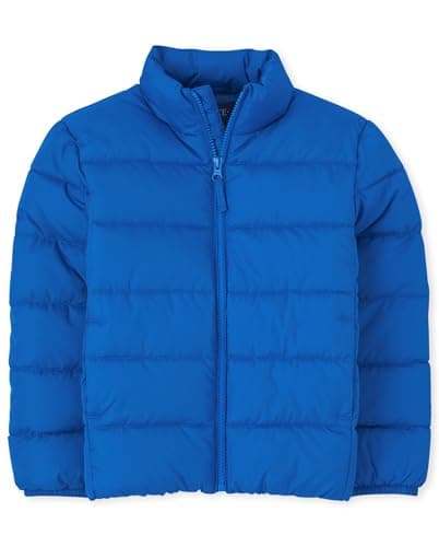 The Children's Place Boys' Medium Weight Puffer Jacket, Wind, Water-Resistant, Charger Blue, Small (5/6)