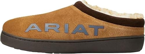 ARIAT Men's Indoor & Outdoor Suede Hooded Clog Slippers Logo, Hashbrown, 10