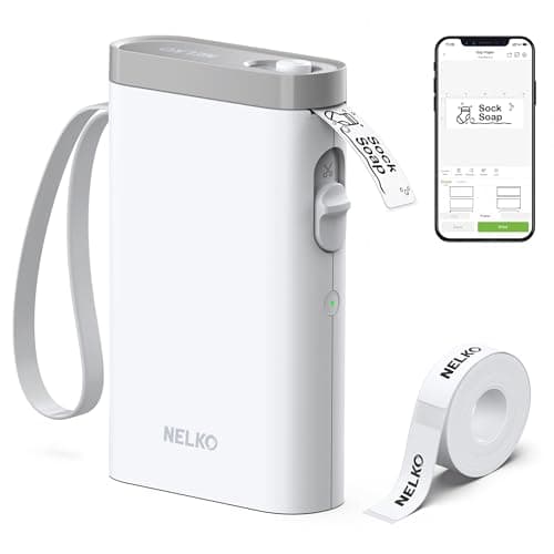 Nelko Label Maker Machine with Tape, P21 Bluetooth Label Printer, Wireless Mini Label Makers with Multiple Templates for Organizing Office Home, White