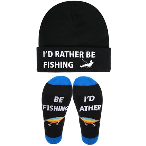 OLIKER Fishing Gifts for Men Boys Funny Fish Socks Beanie Hat Teen Boy Gifts Stocking Stuffers for Dad Son Husband Boyfriend Christmas