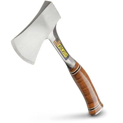 Estwing Sportsman's Axe - 14" Camping Hatchet with Forged Steel Construction & Genuine Leather Grip - E24A