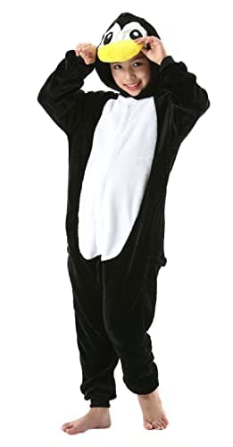 ATOZ Onesie for Kids, Animal Pajamas Halloween Cosplay Costume for Girls Boys, Penguin 10-11Y