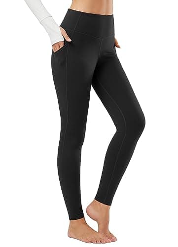 baleaf Women's Fleece Lined Leggings Thermal Warm Winter Tights High Waisted Thick Yoga Pants Cold Weather with Pockets Black M