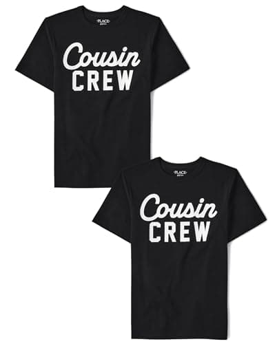 The Children's Place,Boys,Family,Mom,Dad,Sibiling Short Sleeve Graphic T-Shirts,Multipacks,Cousin Crew Black 2-Pack,X-Large