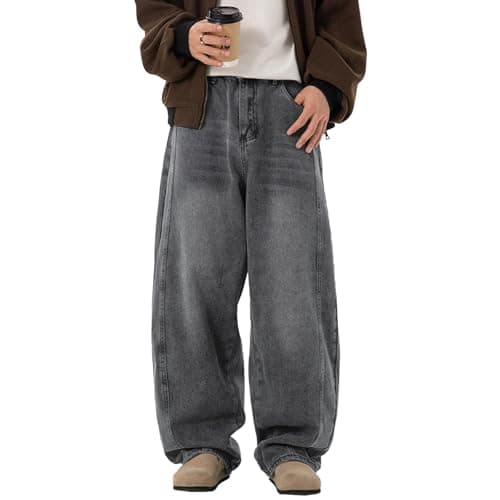 qcdyrxf Mens Baggy Jeans Y2k Wide Leg Loose Fit Jeans Streetwear Denim Washed Hip Hop Pants