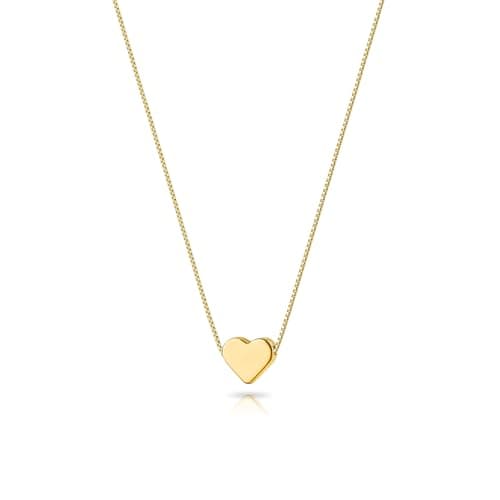 Zeffy Gold Necklace for Women - Gold Heart Necklace 14K Gold Plated Tiny Cute Heart Choker Simple Dainty Gold Jewelry for Women Trendy Gifts